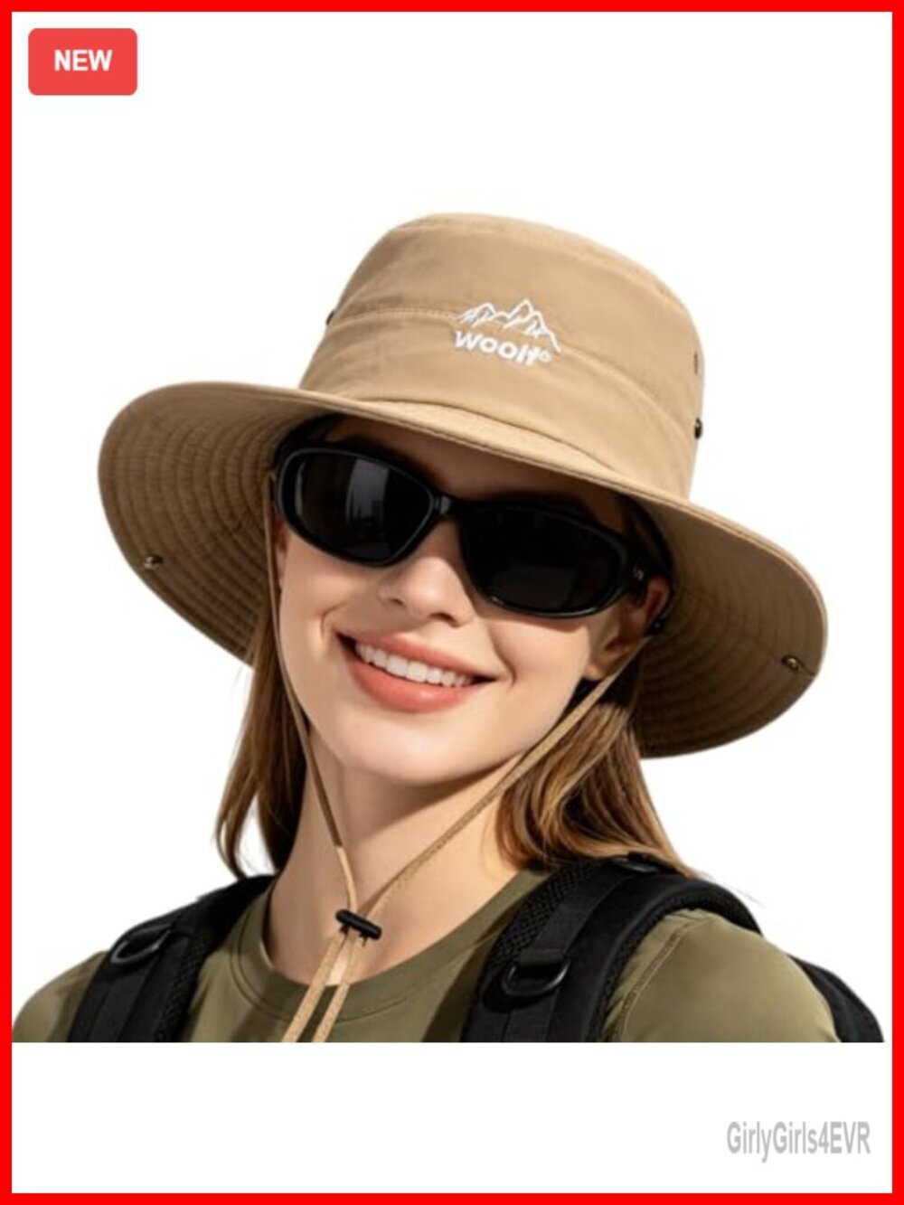 UPF80+ Wide Brim Bucket Hat with Chin Strap Foldable Sun Hat for Beach Hiking
